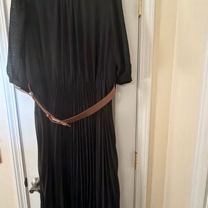 City Chic Elegant Black Maxi Dress with Tan Accent